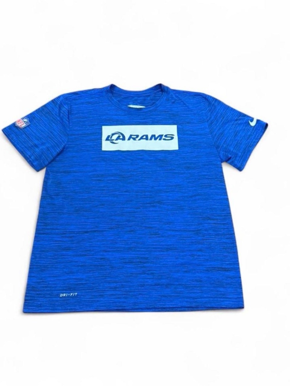 Team-Issued men’s M Los Angeles Rams Nike Dri-FIT Heathered Royal Blue Tee